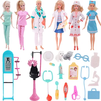 Дрехи за Барби, Дрехи за Лекар/медицинска Сестра, Пластмасови Медицински изделия за 11,8-инчов кукли Barbies, Аксесоари за Дрехи, Симулиращ Подпори