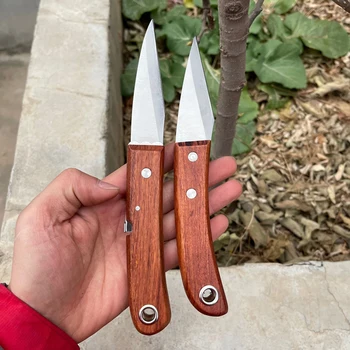 Дървен Нож За Присаждане Сгъваем Нож За Подрязване На Ваксинации Градински Нож За Присаждане Инструмент За Присаждане С Дървена Дръжка От Неръждаема Стомана