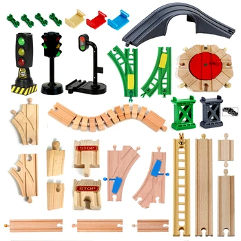Дървени железопътни играчки от буково дърво, аксесоари за релсови пътища, подходящи за песни на всички марки Biro, забавни играчки за деца