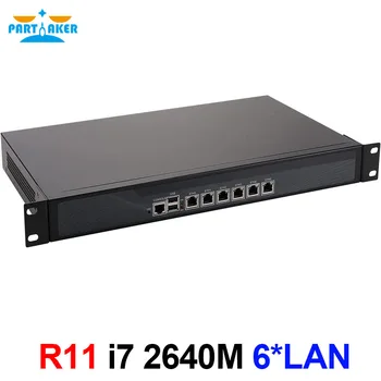 Защитната стена на мрежов сървър Partaker R11 1U с Двуядрен процесор Intel i7-2640M 6 Lan pfSense Soft Router AES С 8G RAM 128G SSD