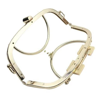 Златисто-черна арка с 20,5 см., двойна дръжка, заключване за целувка, с квадратно пръстен, обтегач, на винт, в чантата, рамка, аксесоари за чанти