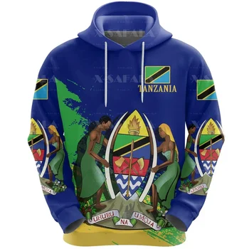 Източна Африка-Танзания, качулки джоб с 3D принтом в стил Unity, мъжки пуловер, hoody, Джърси с качулка, спортни костюми, връхни дрехи, палта, ежедневни