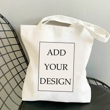 Индивидуална дамски пазарска чанта от платно, големи дизайнерски чанти, хранителни стоки чанти за бутик, бели аниме-портмоне и кърпичка