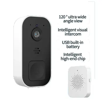 Камера за външен безжичен звънец wifi водоустойчив интелигентен звънец комплект за нощно виждане, гласова система, интерком, звънец сигурност
