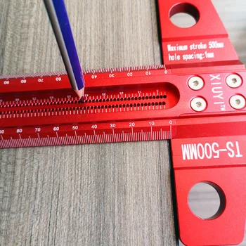 Коментари книжници 300 мм Т-образна линия, линийка за чертане на линии от алуминиева сплав, маркировочный калибър, измервателни инструменти 