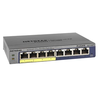 Комутатор NETGEAR GS108PE 8-port Gigabit Ethernet Smart Managed Plus PoE Switch с 4 x PoE 53 W и защита ProSafe с ограничен срок на услугата