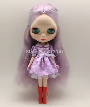 Кукла голи блайт tait, черна кукла със светло лилава коса