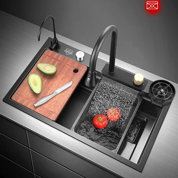 Кухненска мивка Nano 304 от неръждаема стомана, мивка за измиване на съдове, водопад Feiyu, мивка за домакински мивки, мивка под масата, един слот