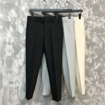 Летни нови мъжки панталони, ежедневни панталони, тънка и дишаща корейската версия на тесни панталони с девет точки, ежедневни класически мъжки марка