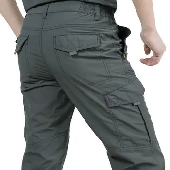 Летни тънки бързо съхнещи панталони големи размери, мъжки ежедневни панталони за улицата, без гащеризон, преки работни панталони, дълги панталони
