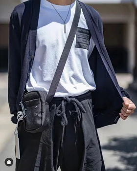 Малка чанта през рамо за мъже и жени, луксозен функциониращ тактическа чанта MM6 от найлонов плат, просто логото, модни ежедневна чанта с главни букви