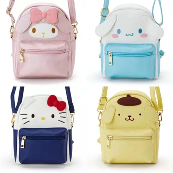 Мини-училищна чанта Sanrio с шарките на аниме, женствена чанта за пазаруване Cinnamoroll Kuromi, чанта с двойна употреба, регулируема презрамка