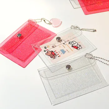 Модерен ключодържател Сладко чанта за кредитни карти прозрачен водоустойчив PVC за жени и момичета, калъф за визитки, държач за самоличност, мини-портфейл