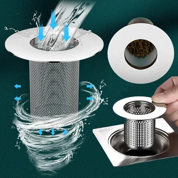 Мрежест филтър от неръждаема стомана за източване на пода в банята, кухненска мивка, филтър срещу запушване, уловитель на косата, за бани, филтър за душ, филтър за източване