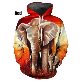 Мъжки и дамски модни hoody в стил хип-хоп с 3D-принтом като животински слон