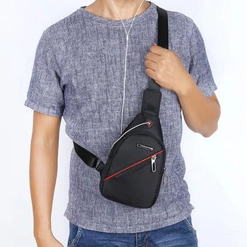 Мъжки модни нагрудная чанта, водоустойчив нова мъжки мини сверхлегкая чанта през рамо с отвори за слушалки, ежедневни малка мъжки найлонова чанта през рамо