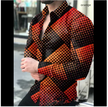 Мъжки ризи с 3D градиентным принтом с дълъг ръкав за мъже, луксозни мъжки дизайнерски дрехи, модни елегантна класическа мода
