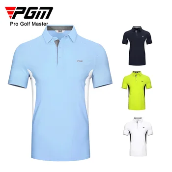 Мъжки тениски за голф PGM, летни дишащи бързо съхнещи мъжки спортни ризи с принтом райе и с къс ръкав YF399