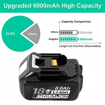 Най-новата Акумулаторна Замяна батерия за Makita 18V 6Ah Литиево-йонна батерия 6000 mah Подходящ BL1840 BL1850 BL1860B LXT400 Batterij