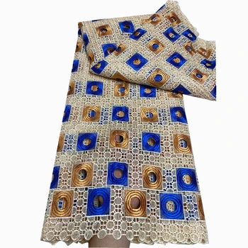Най-новата африканска гипюровая шнуровая лейси плат Текстилен шнур за шиене 5 ярда за шиене Ново записване