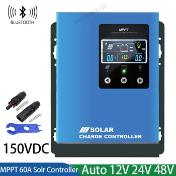 Нов MPPT Контролер на Заряд на Слънчеви Батерии 60A 12V 24V 48V Регулатор за Зареждане на Слънчеви Панели С Цветен екран, Bluetooth За Домашна Фотоволтаична система