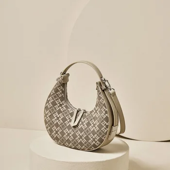 Нова чанта с цветя модел във формата на полумесец, чанта със сто модни женски чанти през рамо за по-възрастните хора, нишевый дизайн, войлочный материал
