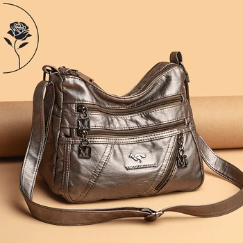 Новата модерна дамска чанта за отдих, дамски чанти-месинджър голям капацитет, меки кожени чанти, дамски чанти, дизайнерски брандираната чанта на рамото