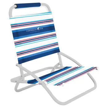 Одноместное складное плажна стол в синьо / червена ивица