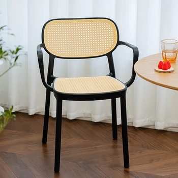 Оплетена маса за хранене, стол за малък апартамент творческа штабелируемое стол ins milk tea shop стол за почивка