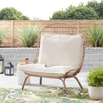 Оплетка стол за почивка в двор от стомана с върбови градински чай, кафяв