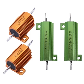 Определяне на шаси от 4 бр. зелена линия тел резистора с алуминиев корпус - 2 бр. 50 W 16 Ω и 2 бр. 25 W 30 Ома