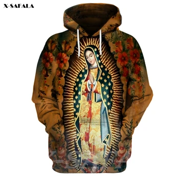 Оригинал Guadalupe Virgin Mary, hoody с 3D принтом, мъжки и дамски връхни облекла, hoody с цип, всекидневни трикотаж, пуловер Q1-13, джоггер