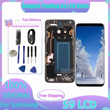 Оригинален дисплей за SAMSUNG Galaxy S9 G960f LCD сензорен дисплей, дигитайзер, резервни части за ремонт с рамка за Samsung S9 LCD