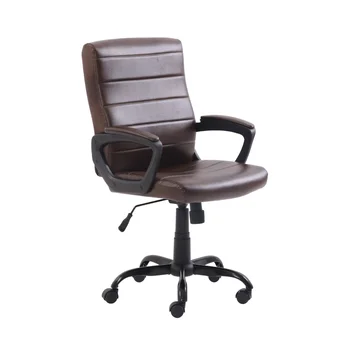 Офис стол за мениджър със средна облегалка, с подлакътници от слепена кожата, ергономичен стол, удобен за заседналия начин на живот, многоцветен избор