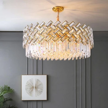 Полилей Модерна луксозна led кристални подвесная таванна лампа с вътрешен държач, окачени вътрешни тела за масата за хранене