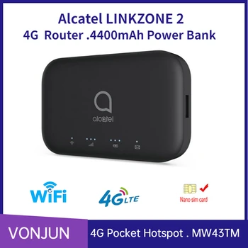 Портативен Рутер Alcatel LINKZONE 2 MW43TM 4G LTE Точка за Достъп До 16 устройства С батерия 4400 mah За американската версия на Alcatel