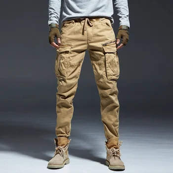 Пролетни тактически панталони-карго Панталони Мъжки военни многофункционални джобни обикновена ежедневни джоггеры за бягане от памук мъжки