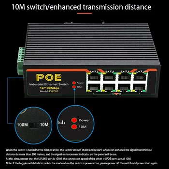 Рельсовый тип за видеонаблюдение 8-портов хъб, RJ-45 индустриален клас 10/100 Mbps Ethernet RJ-45 слот мрежов комутатор POE интернет-газа