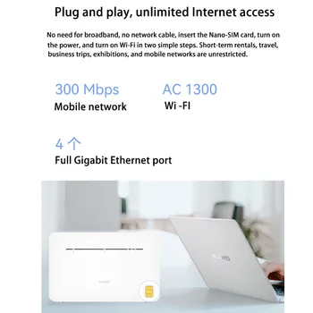 Рутер HUAWEI 4G Pro B535-232 LTE 300 Mbit/s, Двухдиапазонная точка за достъп Wi-Fi, Слот за карти Micro SIM, 4 Gigabit Ethernet порта, на път Cat 7 CPE