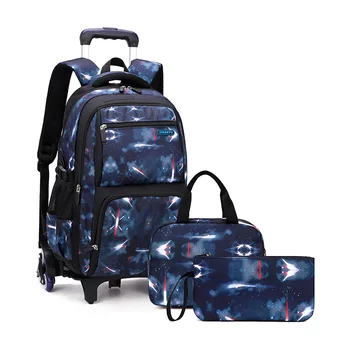 Ръчния багаж са за деца, чанта за начално и средно училище, раница на колела за момчета, чанта за количка с кутия за обяд, ученически чанти в количката