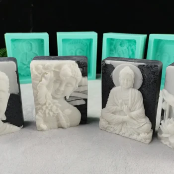 Силиконова форма на Буда за гипсового сапун, статуетка от гипс за ръчно изработени, декоративни инструмент за дома 
