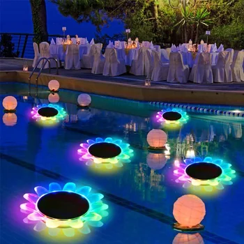 Слънчеви led светлини, водоустойчива цветна подводна слънчева лампа с дистанционно управление за аквариум, басейн, декор на сватбени партита