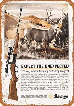 Твърд знак Isaric 1963 Savage 99 Rifles - ретро метален знак 8 x 12 см