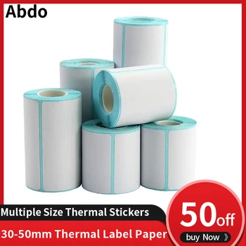 Термонаклейки различен размер на 30-50 мм, бели празни етикети за термонаклейки POS принтер с ширина 58 мм, самозалепващи хартиени етикети