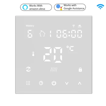 Умен термостат Sasha WiFi, електрическото подово отопление, дистанционно управление на температурата на водата/газов котел за Google Home, Алекса