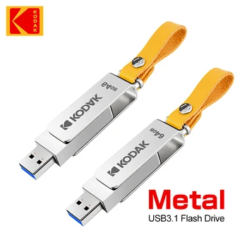 Флаш устройство KODAK USB 3.1 64GB 128GB 256GB Метален Високоскоростна Памет Memory Stick 64GB 128GB 256G USB Въртене на диск Cle USB 3.1