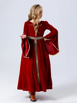 Хелоуин Средновековен кралски двор, костюм на кралица Виктория за момичета, детски парти, Възраждане, Винтажное принцеса рокля за cosplay вампири