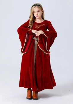 Хелоуин Средновековен кралски двор, костюм на кралица Виктория за момичета, детски парти, Възраждане, Винтажное принцеса рокля за cosplay вампири