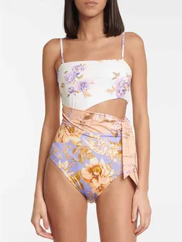 Цветен цял бански с флорални принтом 2023, нови модни бански костюми, елегантен, красив бански за момичета, лятна плажно облекло