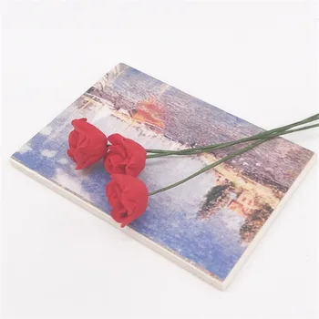 Цветна аранжировка от червени рози, 1:12, Мини Куклен дом, за Украса на сцена в градината, спалня, букет цветя, роза